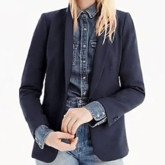 J. Crew Parke Blazer, Navy Blue, Wool Blend, Fully Lined, Size 4 - Picture 1 of 8